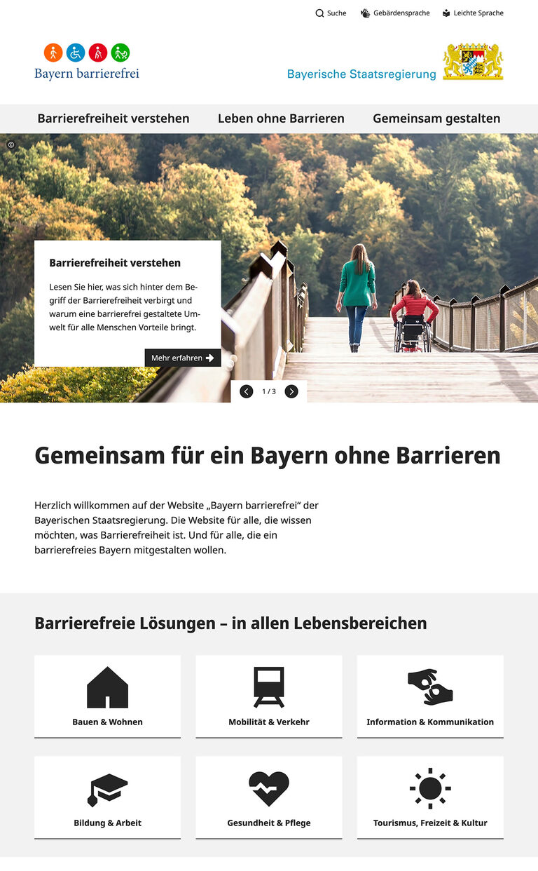 Screenshot Startseite barrierefrei.bayern.de