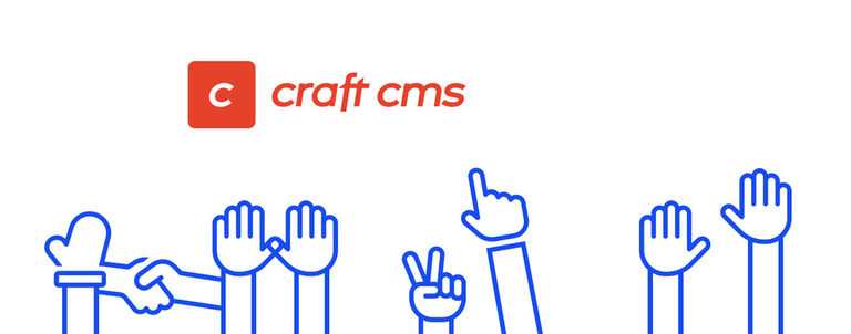 Grafik: Logo Craft CMS und Hände